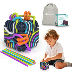 BunnyBoo Sensory Activity Board 3D cube boosts focus during travel.