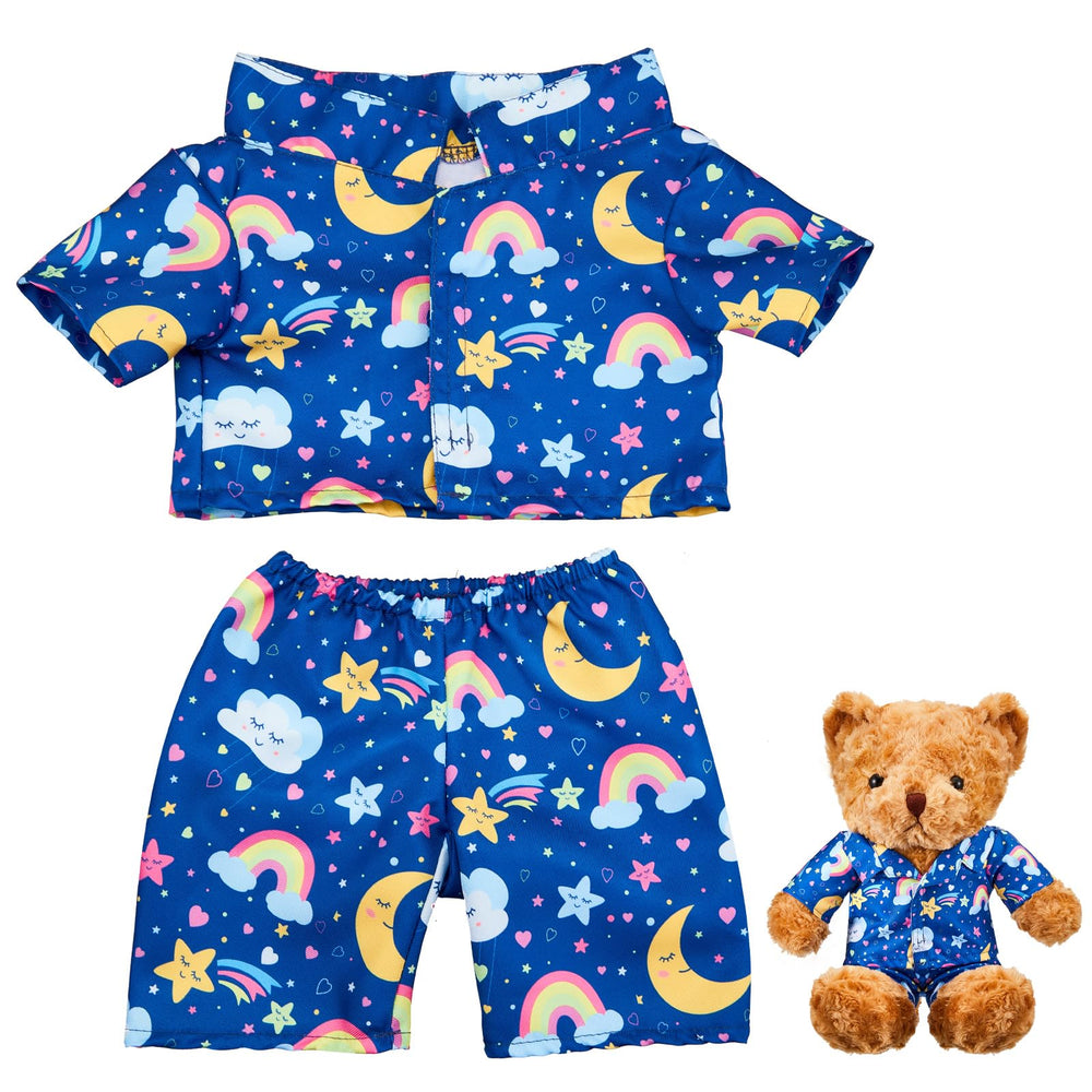 Bunnycool bear PJs blue set with shirt and trousers, perfect fit for 12-16 inch bears.