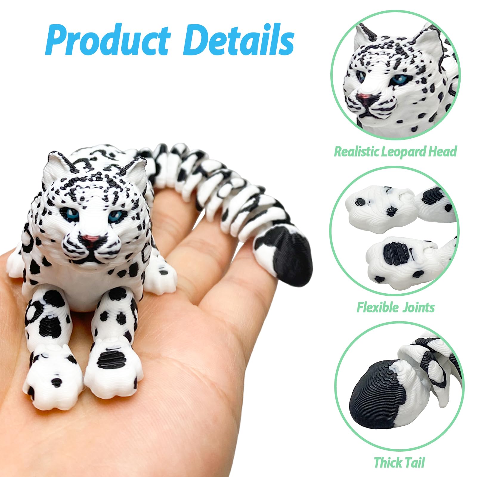 Durable PLA finish on BuQueHM snow leopard preserves fine detail during daily use.