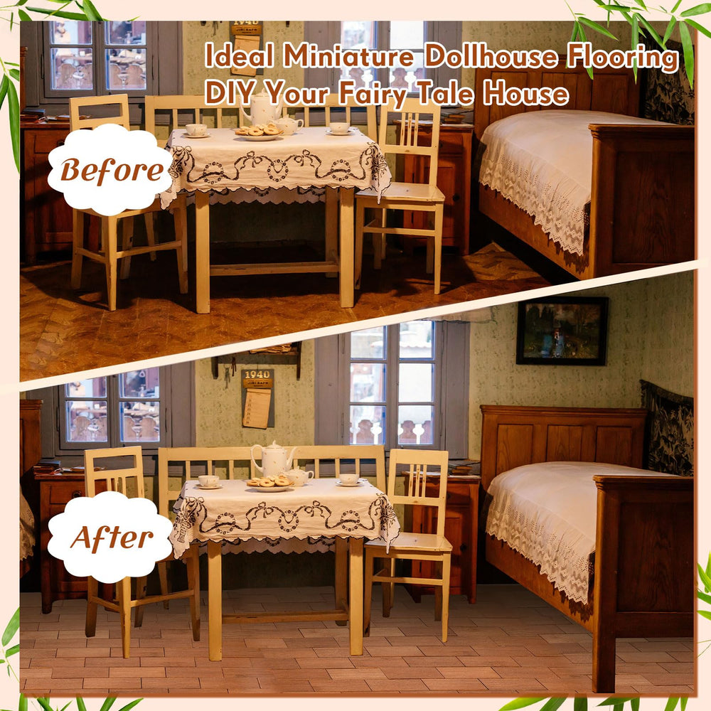 Burbell bamboo dollhouse flooring ideal for DIY miniatures and detailed interiors.
