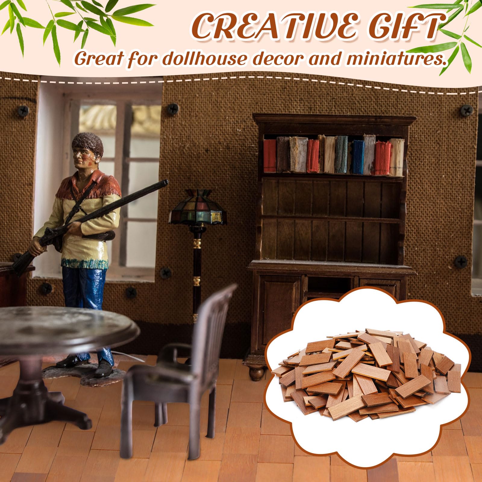 Burbell dollhouse flooring accents to warm up living rooms and bedrooms in miniatures.