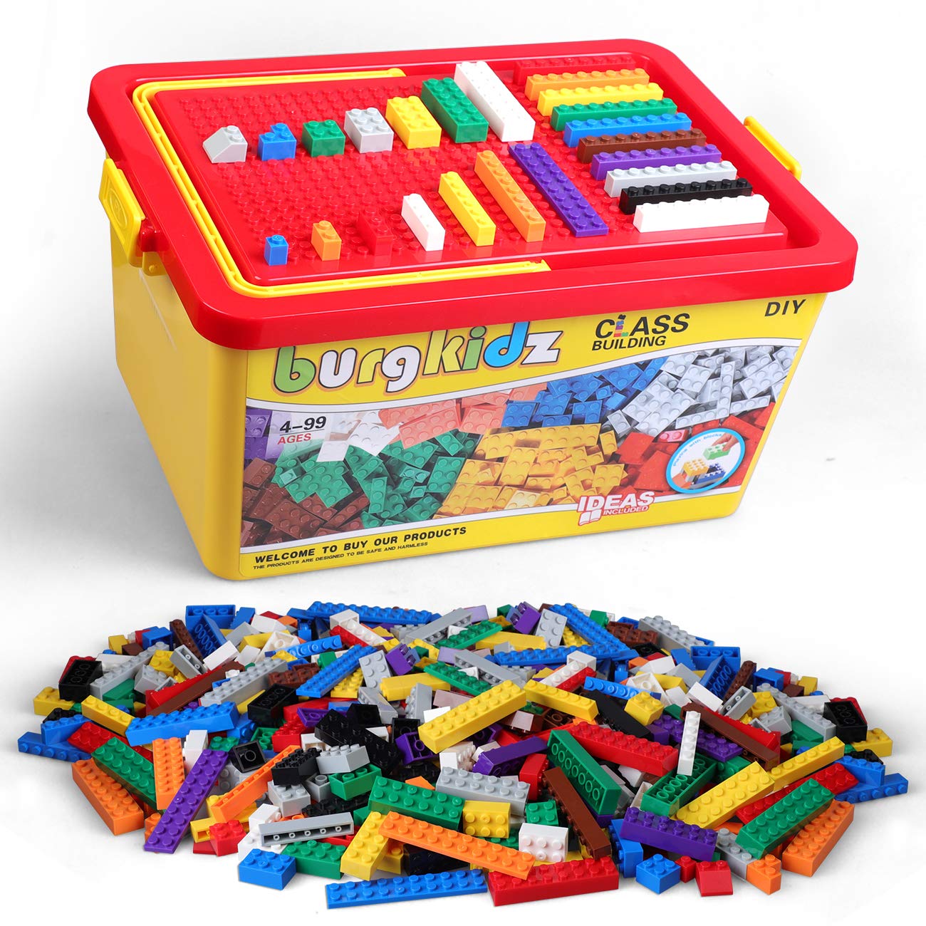 burgkidz Building Bricks 1020-Piece Set laid out for creative play and learning.