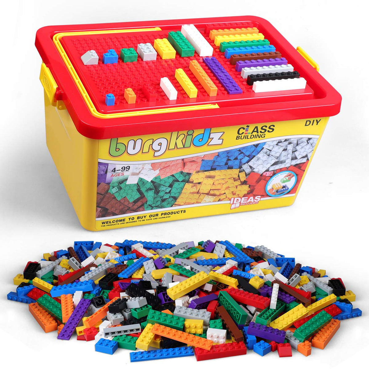 burgkidz Building Bricks 1020-Piece Set laid out for creative play and learning.