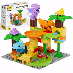 Burgkidz dinosaur marble run pieces for imaginative play and STEM exploration.