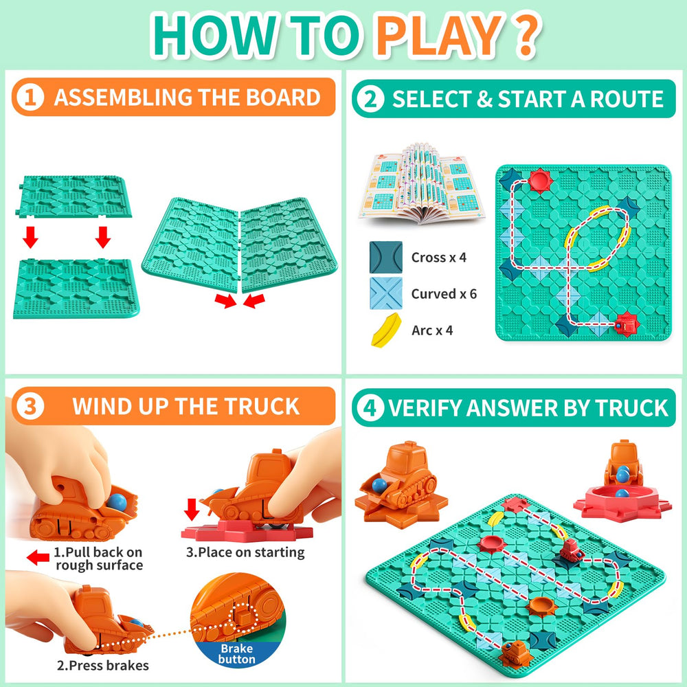 burgkidz Logical Road Builder car and marble setup for problem-solving play