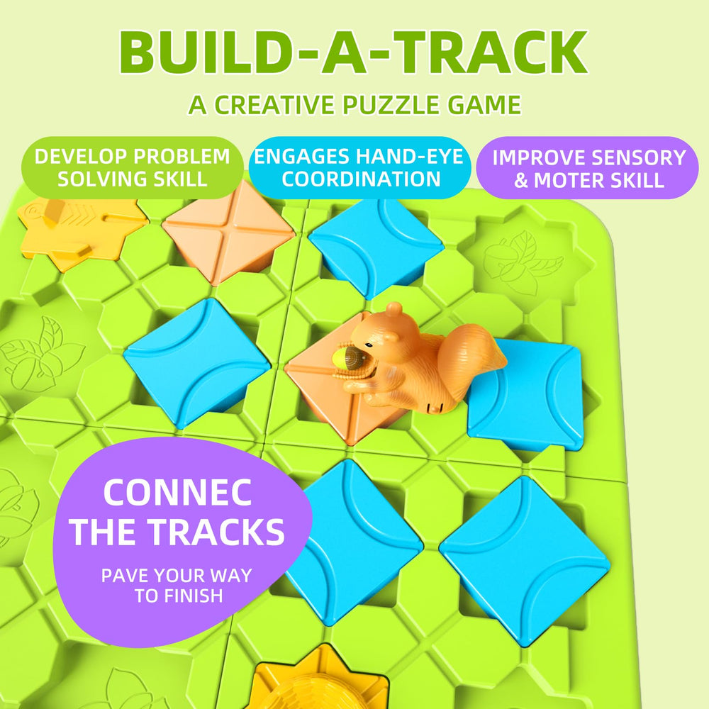 burgkidz squirrel-track car navigating a modular track for kids