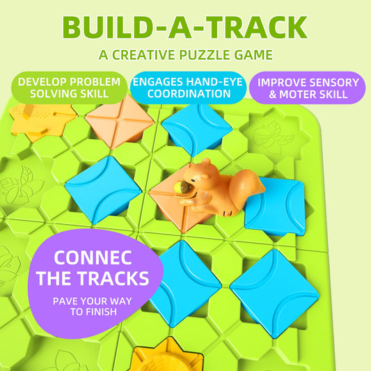 burgkidz squirrel-track car navigating a modular track for kids