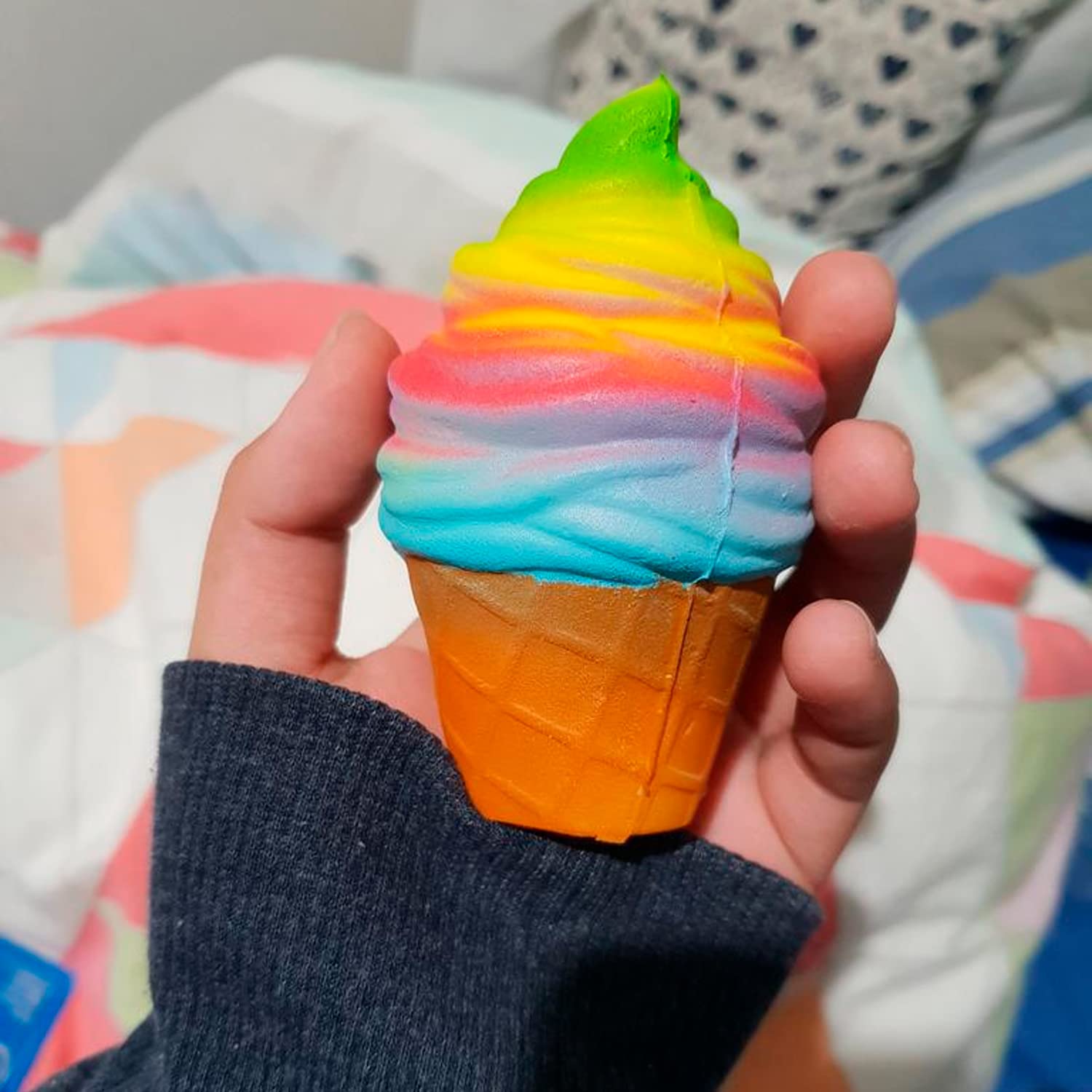 BURIUS Squishy Ice Cream Cone on a keychain for portable stress relief.