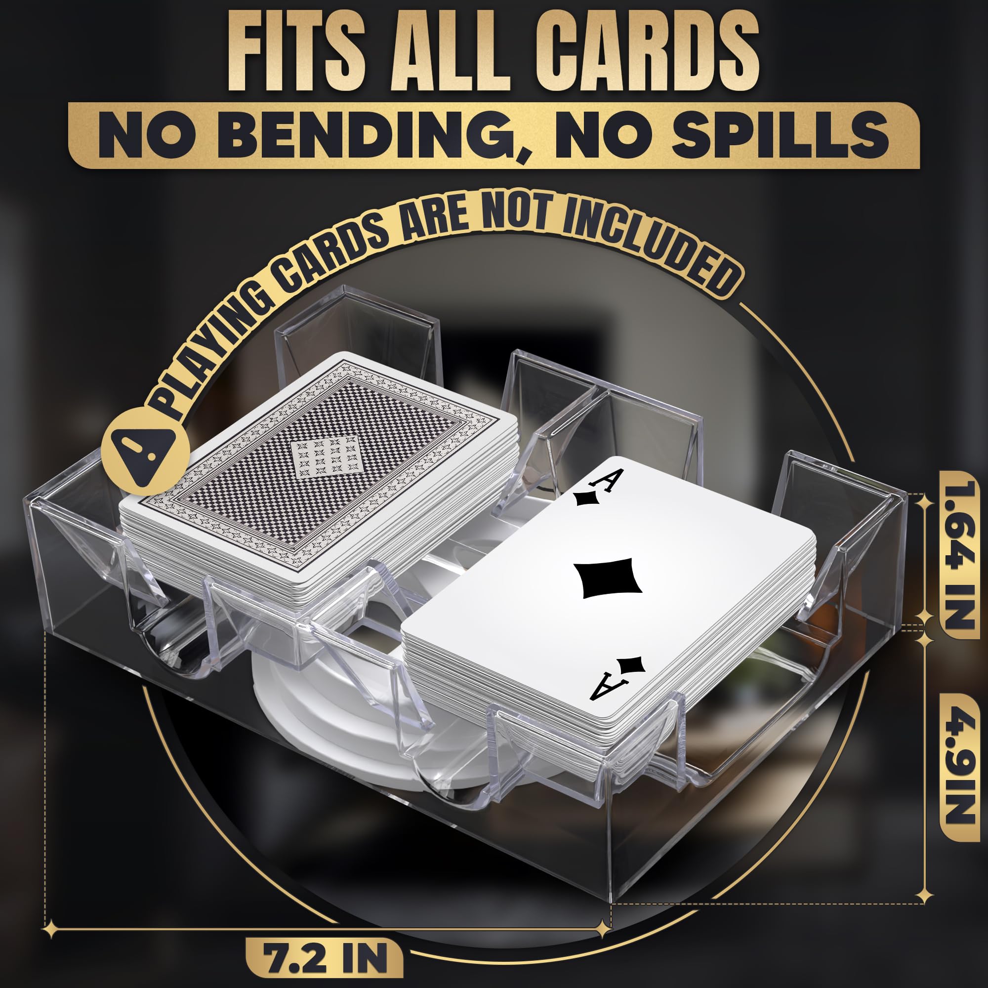 Burious two-deck poker and bridge tray keeps decks organized for fast-paced games.