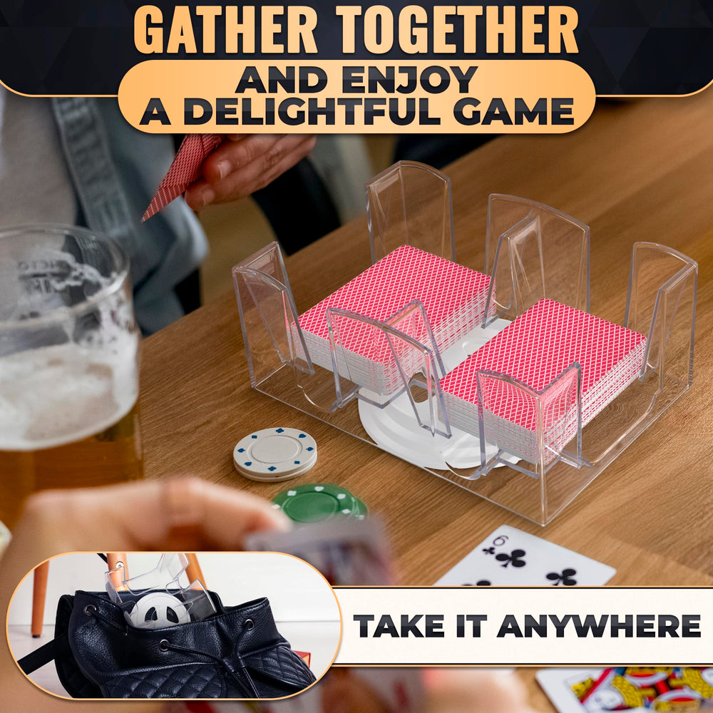 BURIUS 360-degree deck holder keeps cards organized during play.