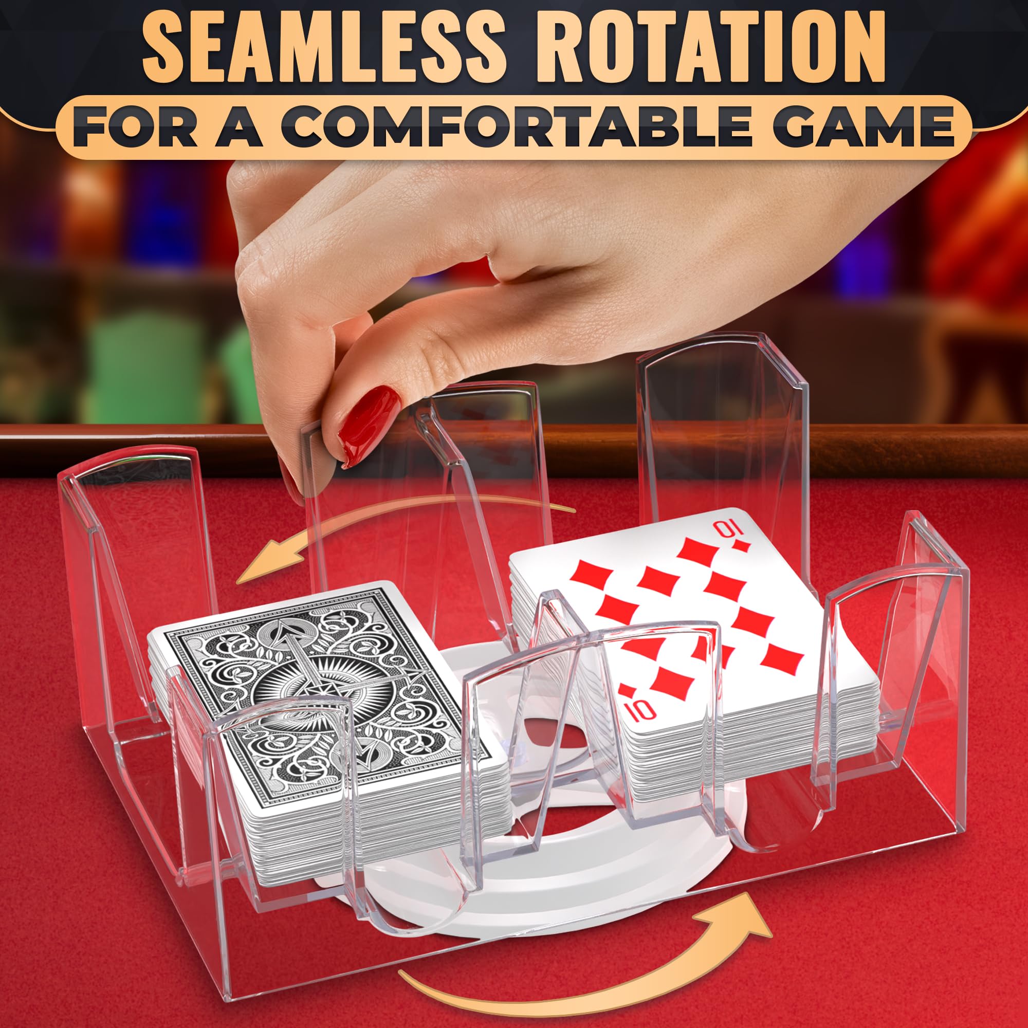 BURIUS compact profile saves space on crowded gaming tables.