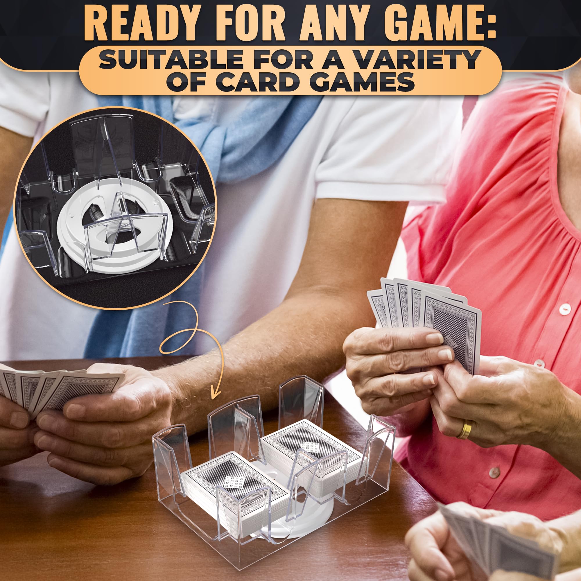 BURIUS durable acrylic construction provides reliable everyday card gaming.