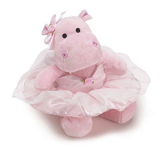 Burton & Burton Ballerina Hippo, pink tutu; a soft, imaginative play companion for kids.
