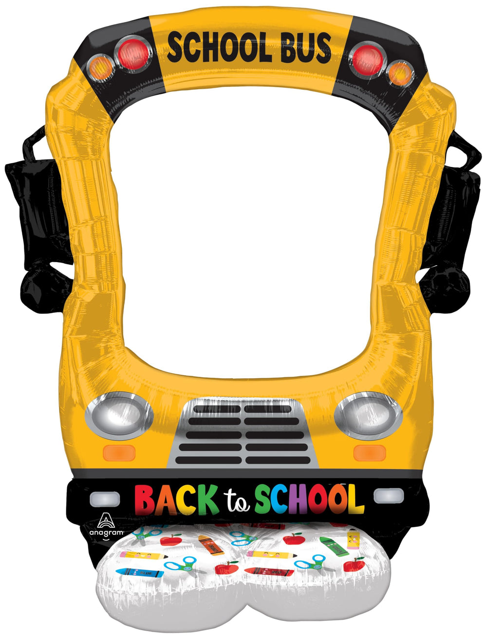 Burton Selfie Bus Balloon 56in front view for vibrant school party décor