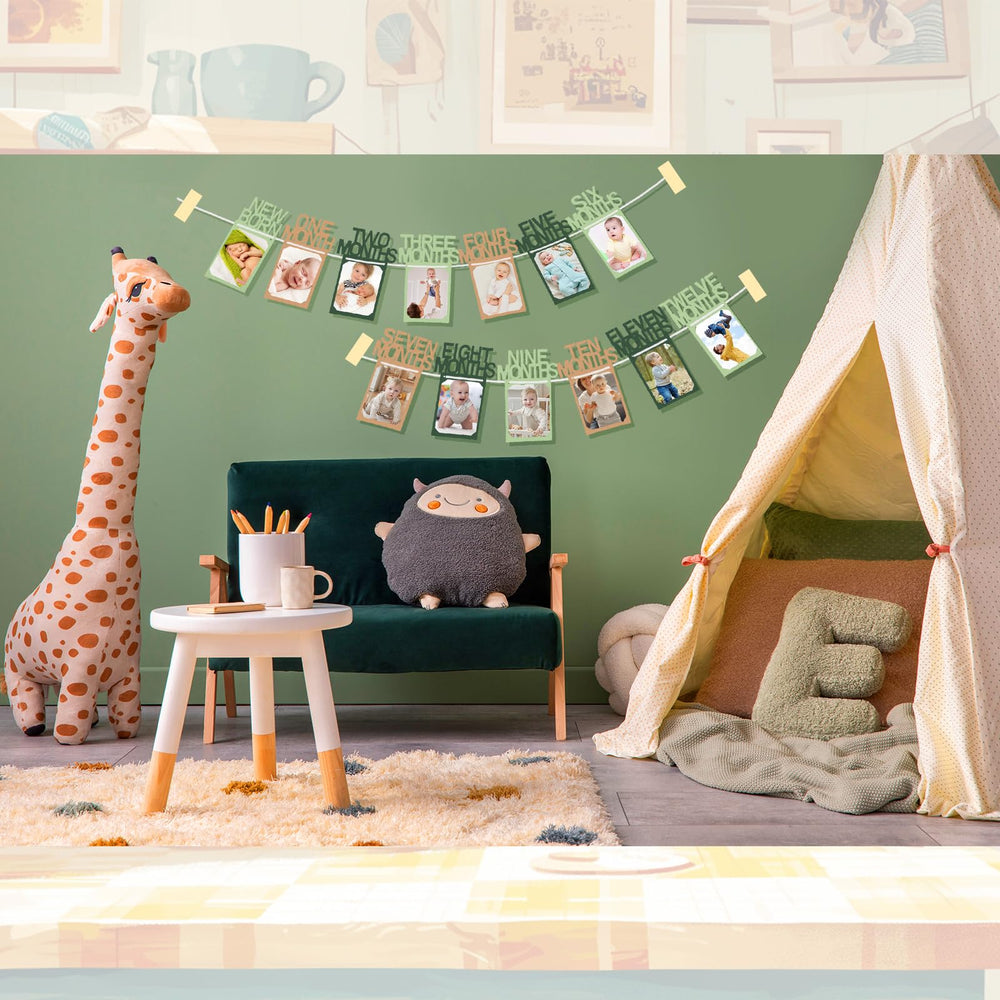 Buryeah baby room decor display elevates monthly memories with color and charm.