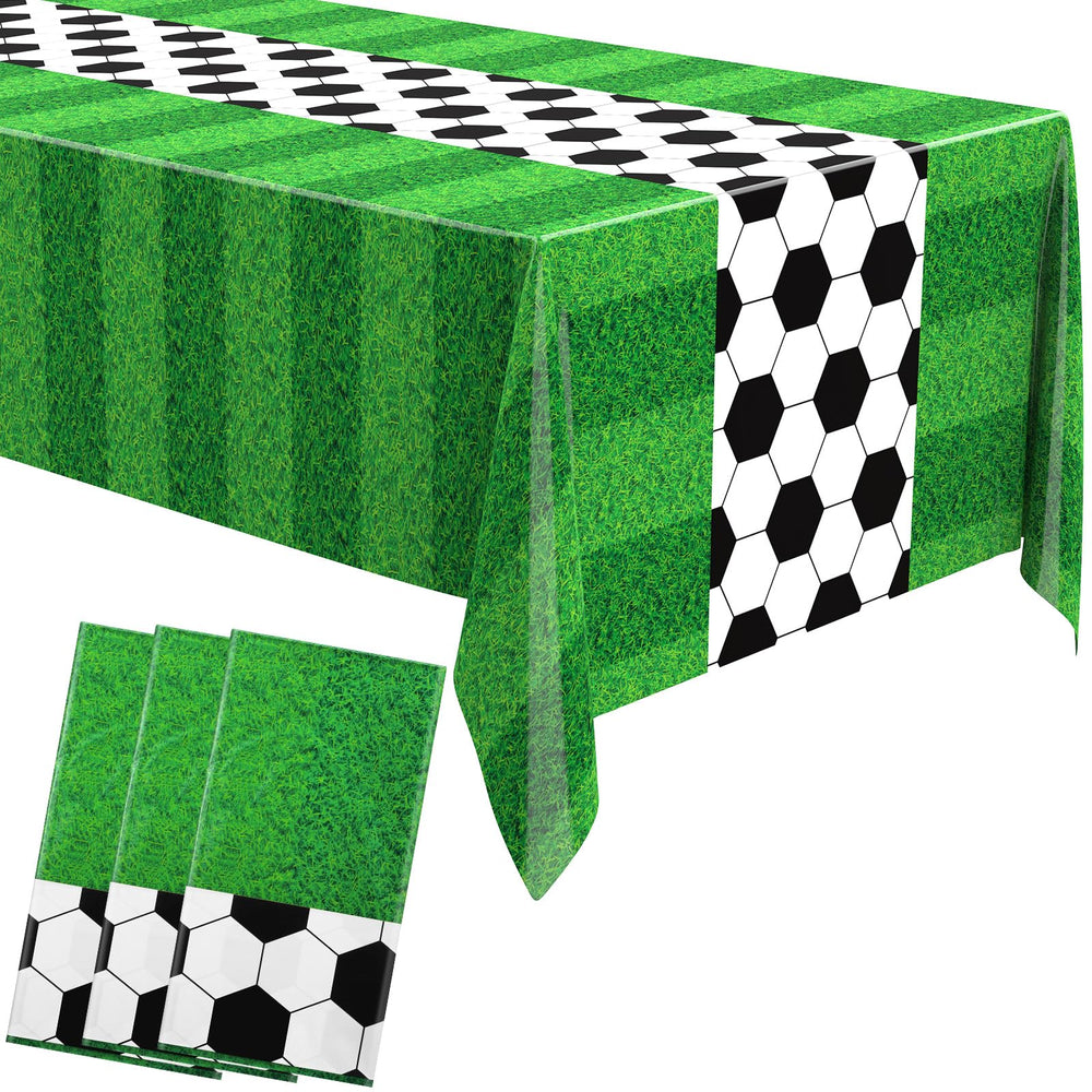 Buryeah soccer tablecloth with green field graphic for game day decor and protection