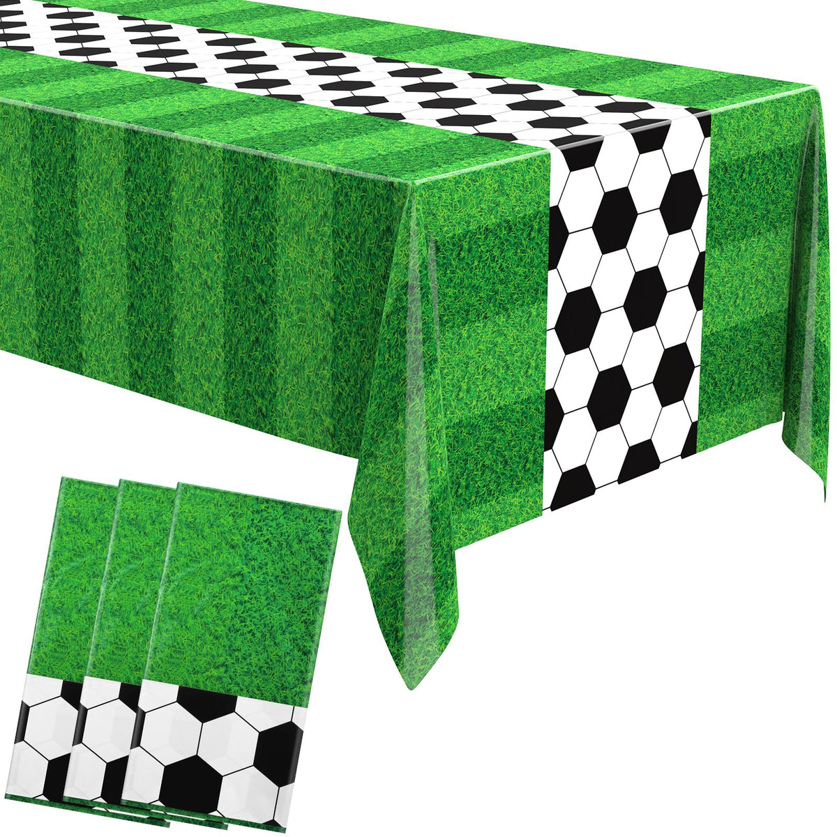 Buryeah soccer tablecloth with green field graphic for game day decor and protection