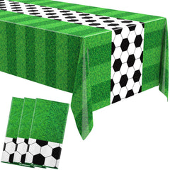 Buryeah soccer tablecloth with green field graphic for game day decor and protection