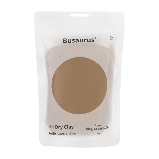 Busaurus 100g brown air dry foam clay pack for classroom crafts, mess-free.