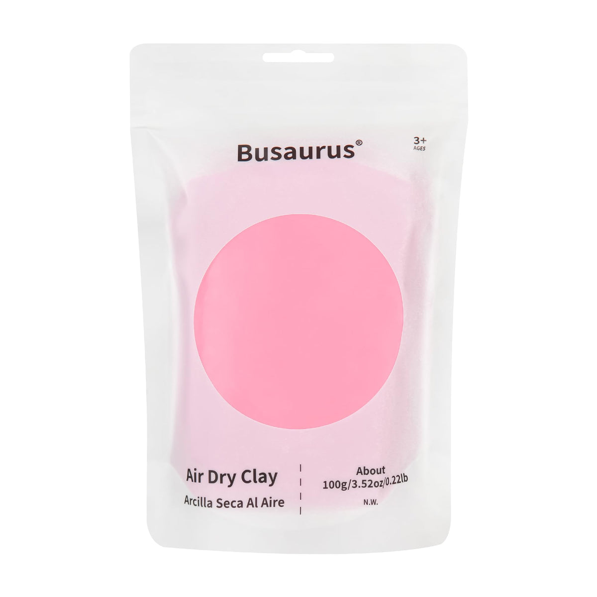 Busaurus pink air-dry foam clay pack shot showcasing vibrant color for quick, mess-free crafts.
