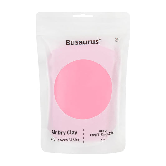 Busaurus pink air-dry foam clay pack shot showcasing vibrant color for quick, mess-free crafts.
