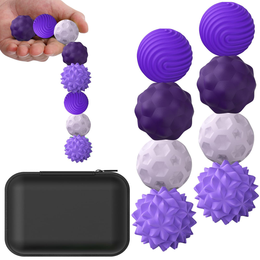 BUSOHA silicone fidget balls eight-pack set ready for quiet stress relief and focus.