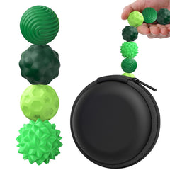 BUSOHA silicone fidget ball four-pack packaging showing discreet stress relief for work.