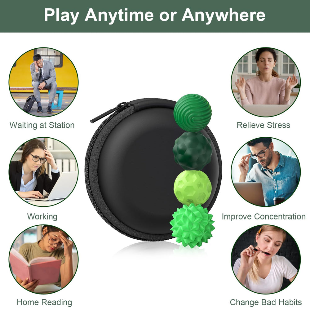 BUSOHA silicone fidget ball in use at desk promotes focus and stress relief.