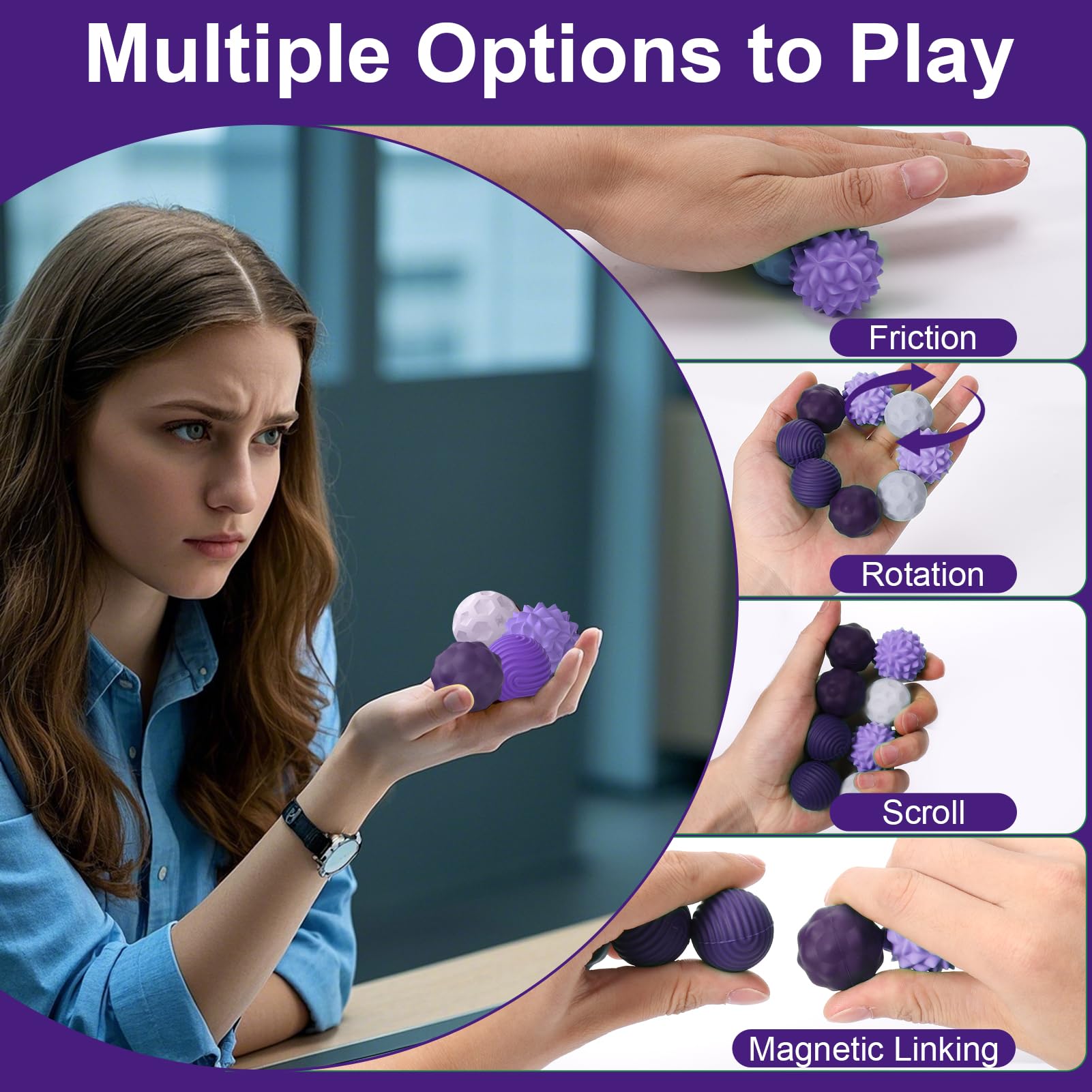 BUSOHA compact fidget balls fit in a pocket for discreet use on the go.
