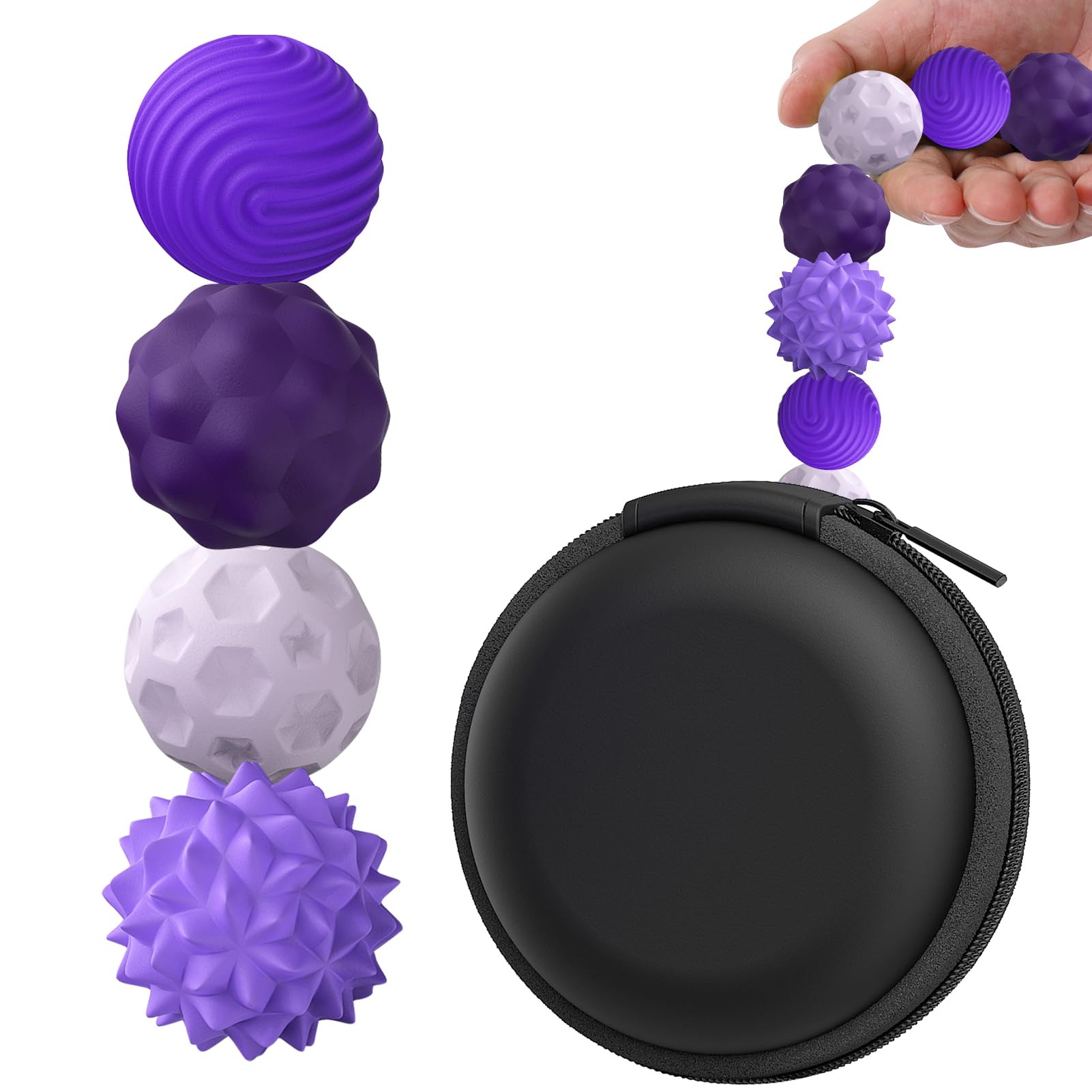 BUSOHA silicone fidget balls four-pack on desk for discreet stress relief.