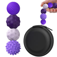 BUSOHA silicone fidget balls four-pack on desk for discreet stress relief.