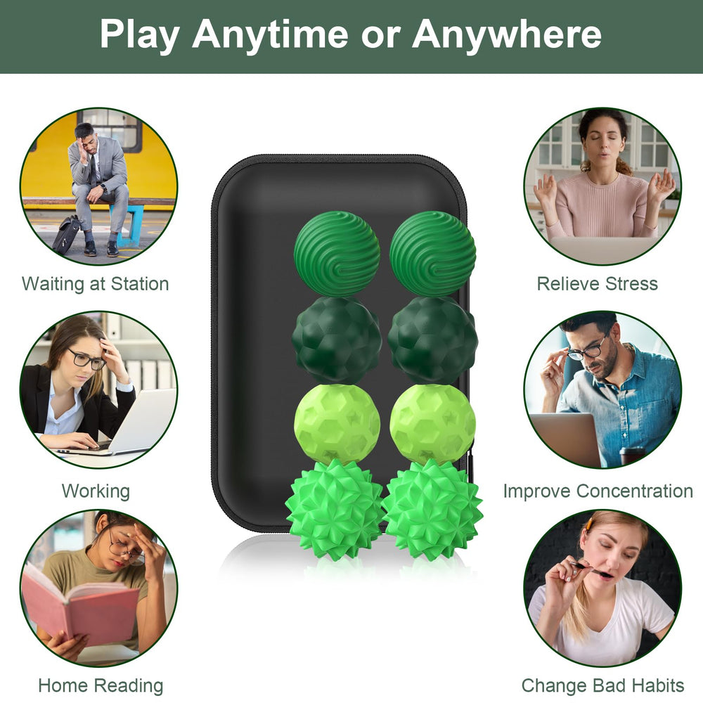 BUSOHA gift-ready eight-pack silicone fidget balls in green