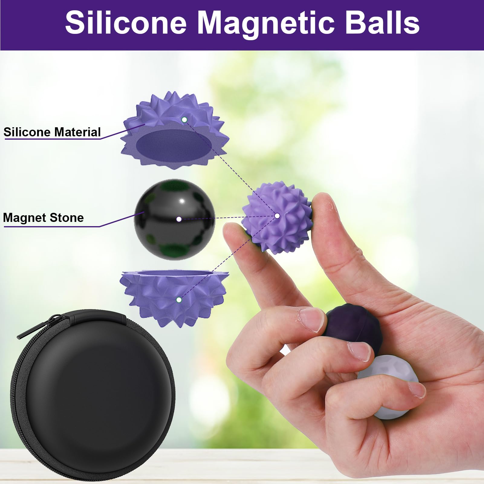 BUSOHA silicone fidget balls texture two close-up for anxiety relief.