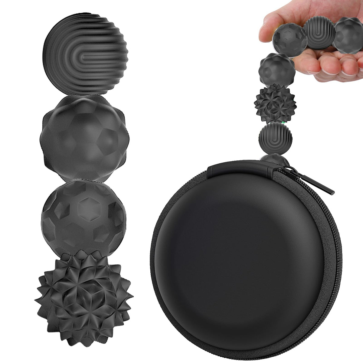 BUSOHA silicone fidget balls with varied textures for tactile relief and focus
