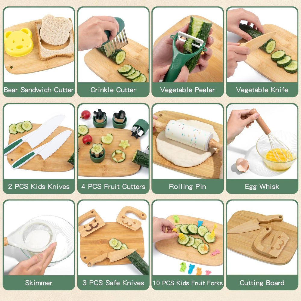 Busy edition 18pcs kids cooking set bear sandwich cutter adds fun shapes