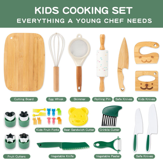 Busy edition 18pcs kids cooking set kid knife designed for easy, safe slicing