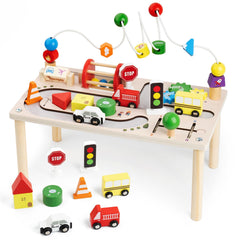 Busy edition 8-in-1 bead maze table showing bead path for improved fine motor skills