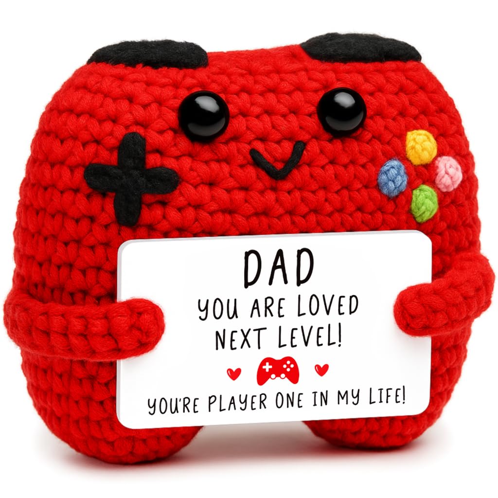 Busy Gaming Life crochet game controller on a desk adds daily inspiration.