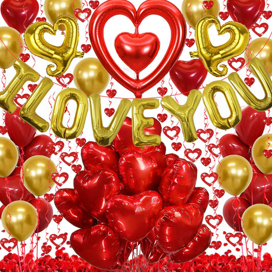 Butiomom gold I LOVE YOU balloons create a luxe focal point for Valentine decor