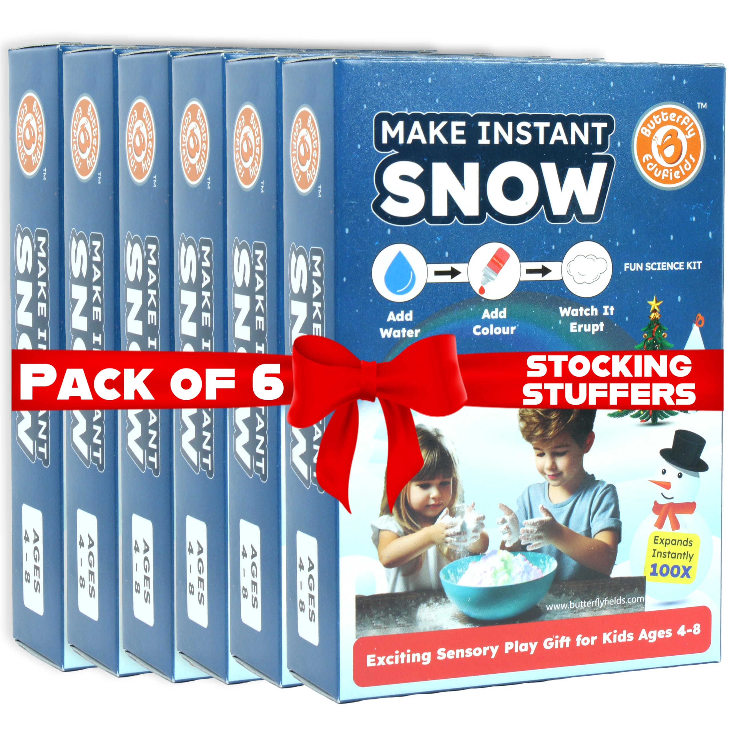 Butterfly EduFields Snow Magic powder expands into colorful, fluffy snow for imaginative play.
