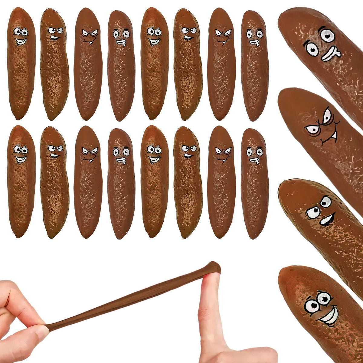 BUVUDI 16Pcs Poop Slingshot pack – full set displayed, ideal party favor.