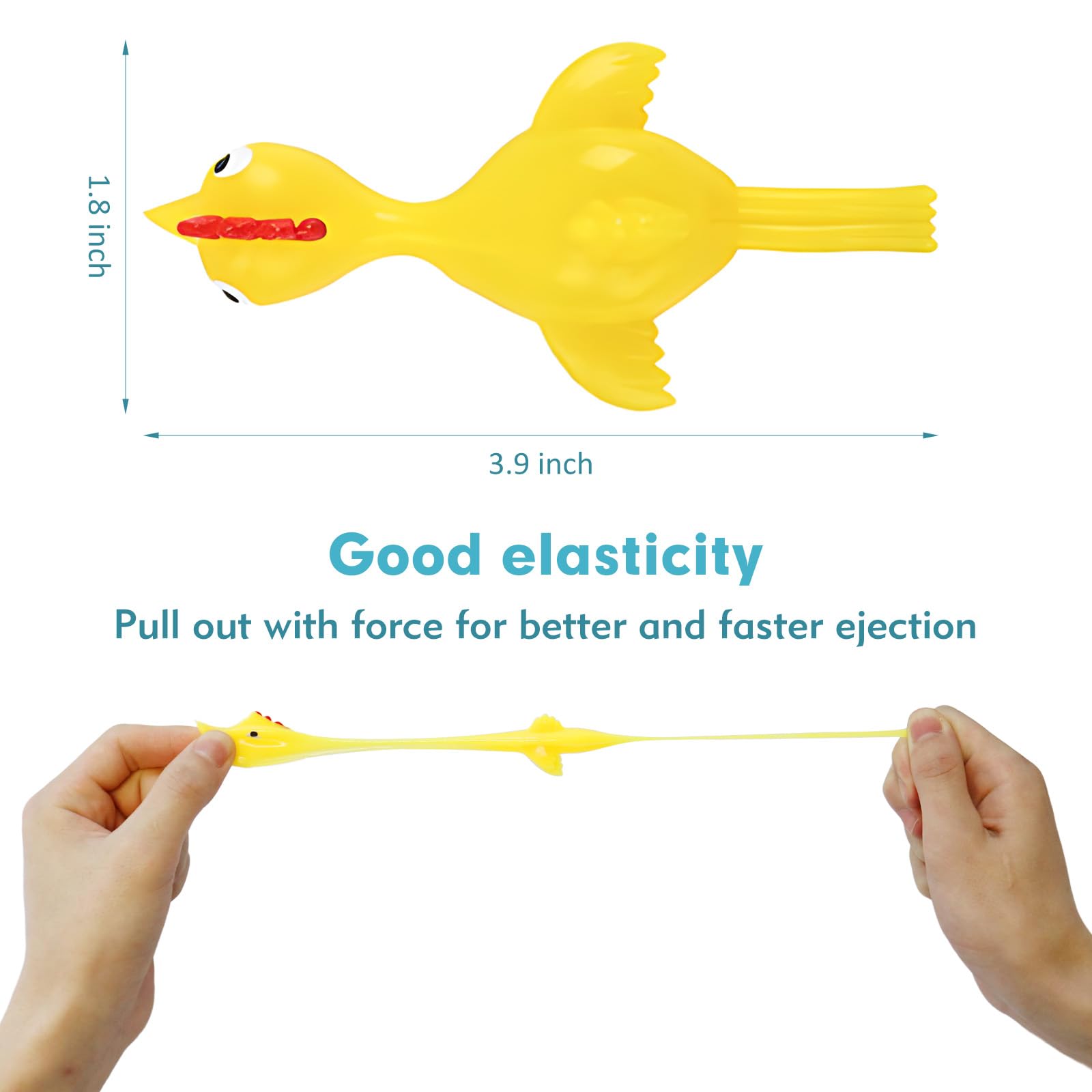 BUVUDI flying chicken slingshot action with quick tosses and wall rebounds