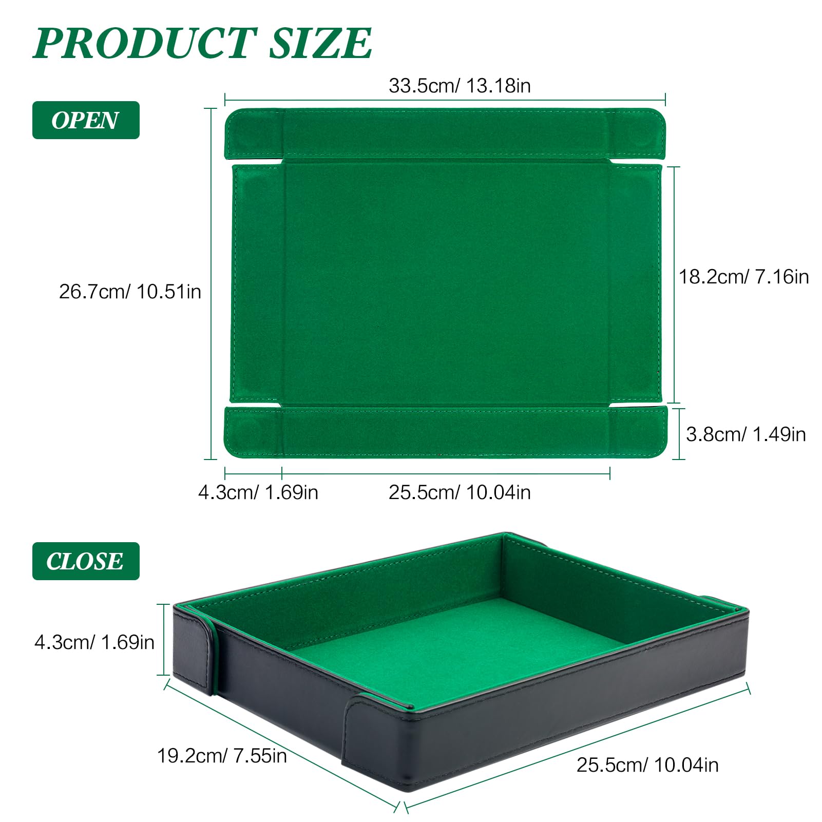 Buweeo dice tray with green felt surface cushions dice and reduces noise