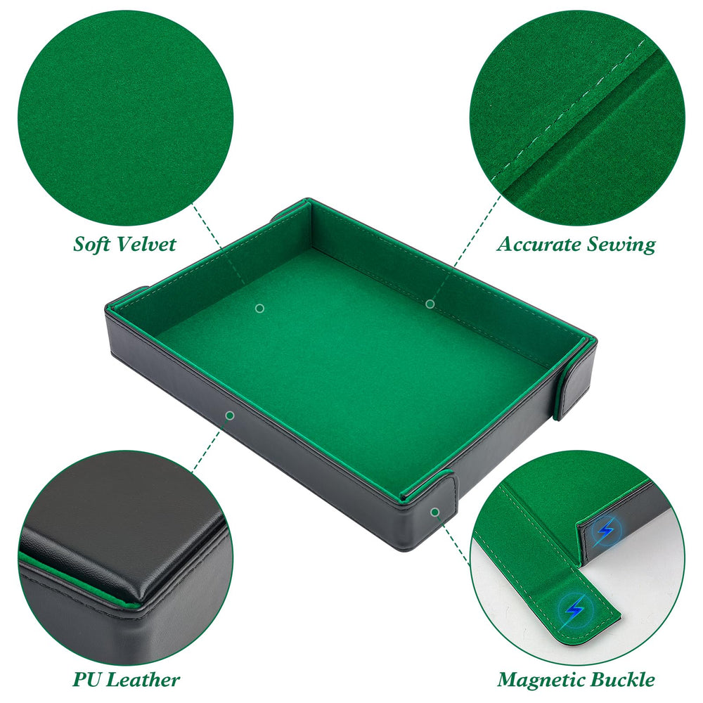 Open Buweeo tray demonstrates spacious fold-out surface for dice rolling