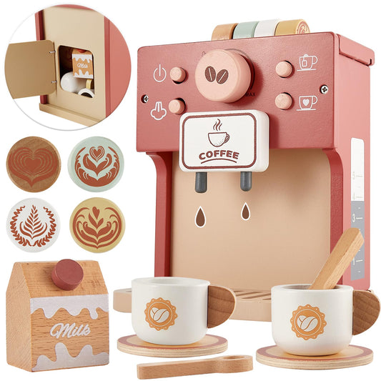 Buyger toy coffee maker front view with power switch for interactive pretend play