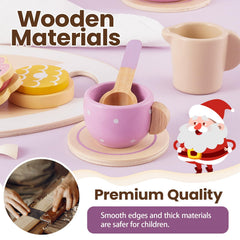 Buyger wooden tea set teacups ready for graceful tea-time storytelling.