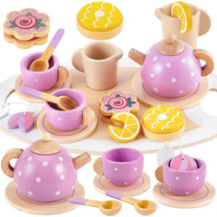Buyger wooden tea set teapot for imaginative play and pretend tea parties.