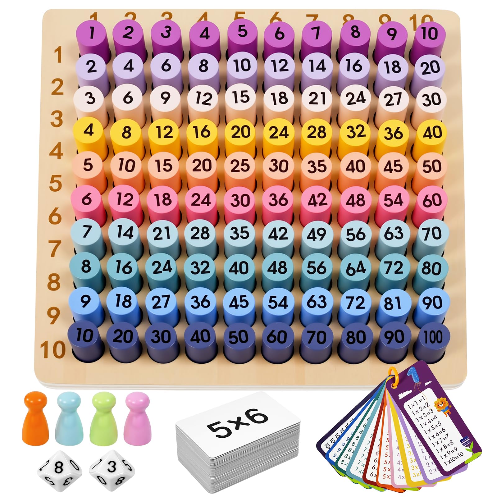 BUZIFU wooden Montessori multiplication board game cover, inviting early math exploration