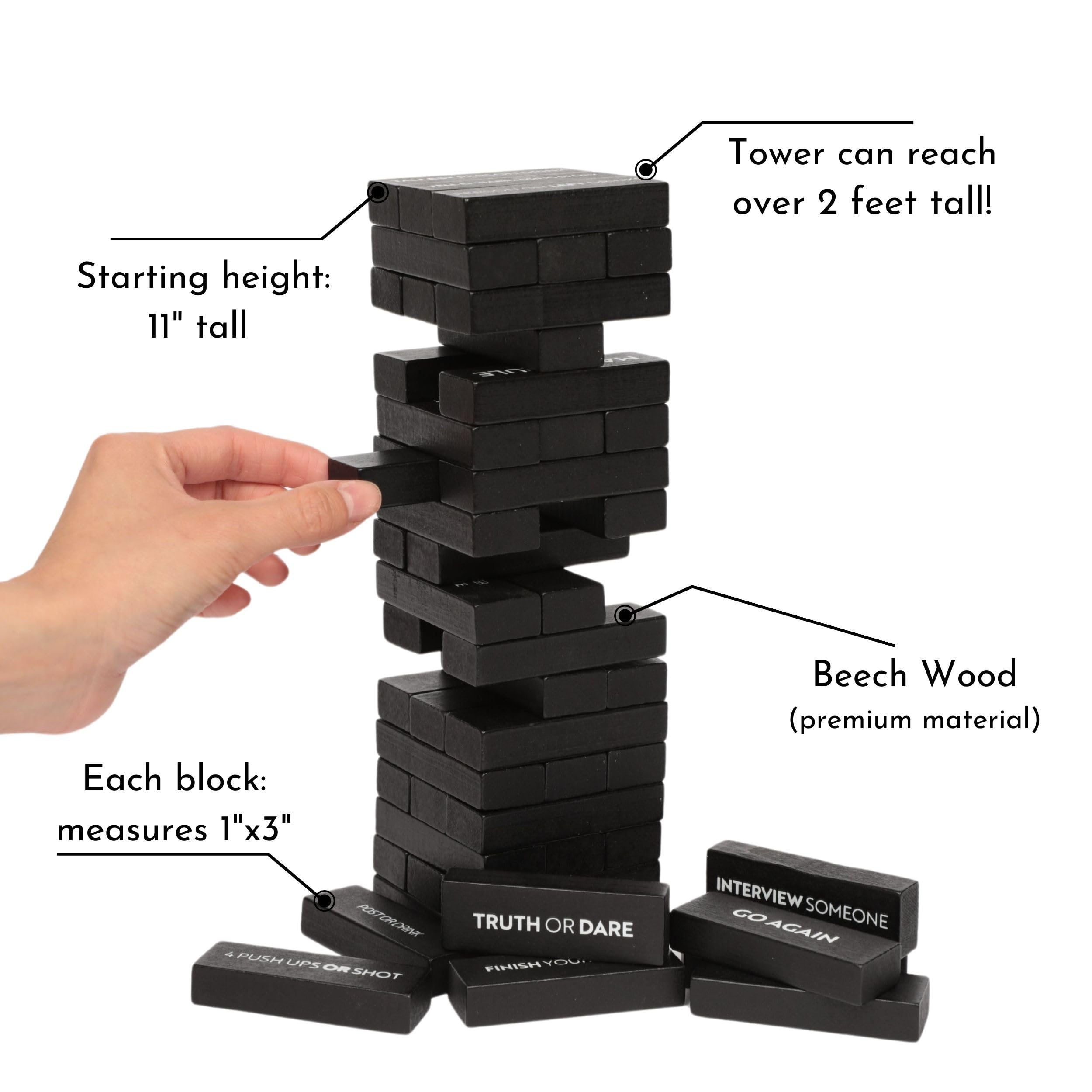 Buzzed Blocks block removal action with cheers and lighthearted challenges