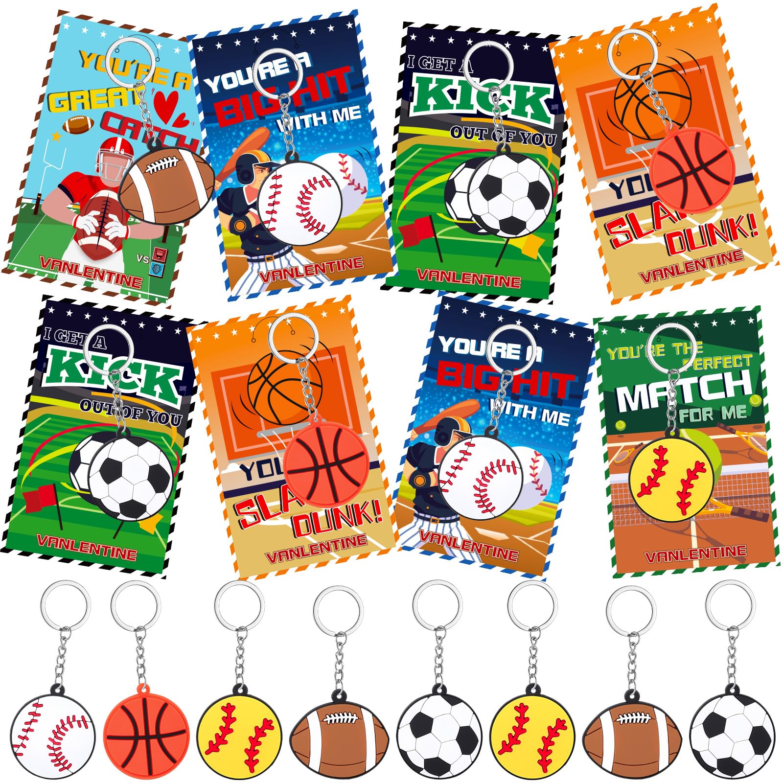BVAROLYTH football keychain and valentines card for school exchanges.